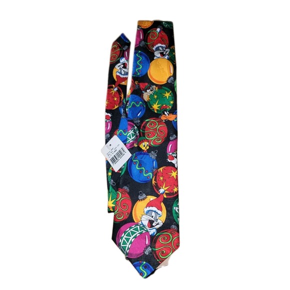 Vtg Cartoon Christmas Neck Tie Looney Tunes Lot Taz Daffy Tweedy Bugs‎ Sylvester - Picture 3 of 12